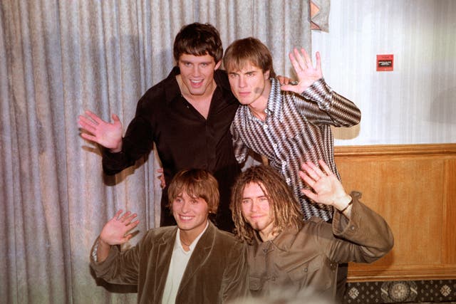 <p>Take That wave goodbye to fans after announcing their split in 1996</p>