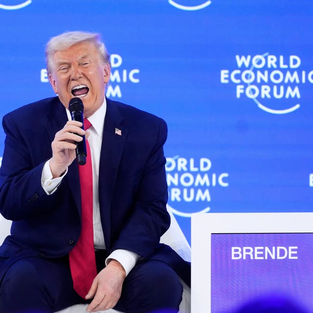 <p>US President Donald Trump speaks during the Annual Meeting of the World Economic Forum in Davos, Switzerland</p>