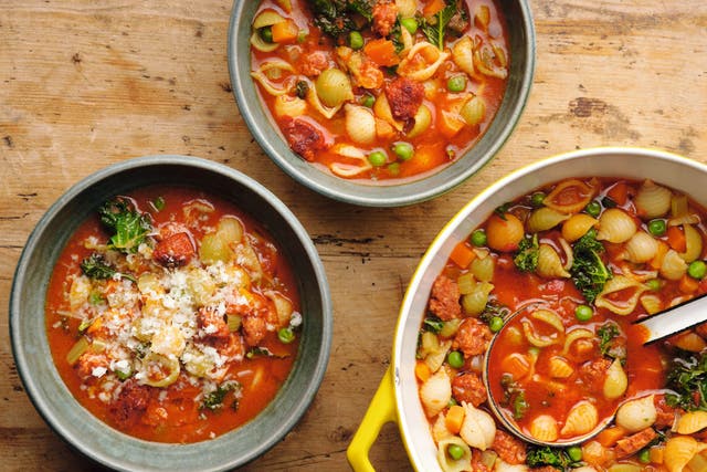 <p>A thrifty twist on minestrone from Tom Kerridge – proof that a clear-out can still taste like comfort</p>