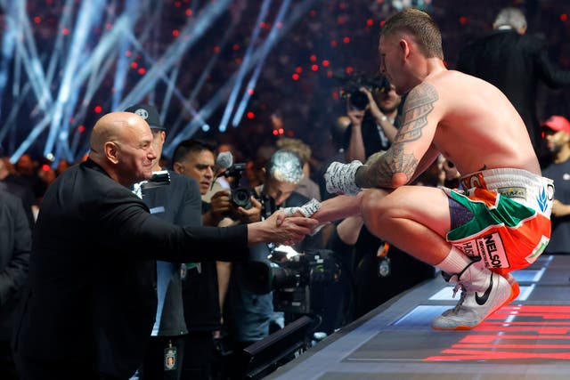 <p>Dana White (left) with Callum Walsh, one of the faces of Zuffa Boxing</p>