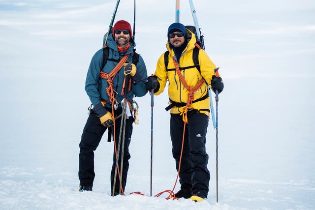 <p>Will Smith, right, and Richard Parks exploring in Antarctica together</p>