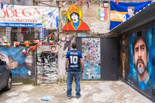 <p>Maradona has an almost religious status in the city </p>