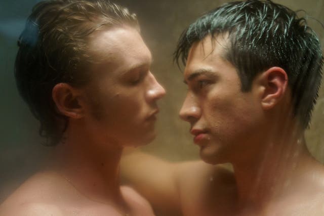 <p>Connor Storrie and Hudson Williams in Sky Atlantic’s gay hockey romance, Heated Rivalry</p>