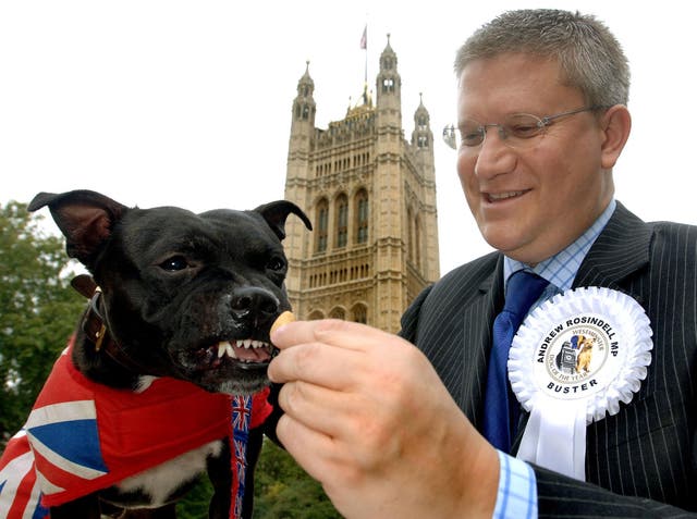 <p>With his trusty Staffordshire bull terrier ‘Spike’, the dog bedecked in a union jack waistcoat, Andrew Rosindell hardly conveyed an image the inclusive Tory party wanted to send</p>